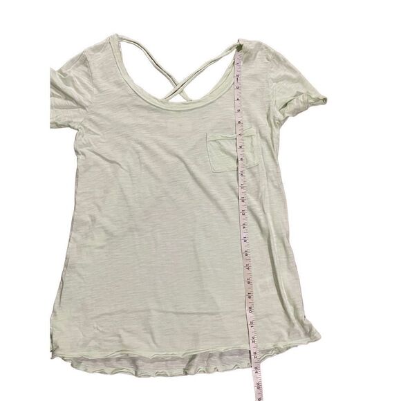 Anthropologie t.la bright mint green pocket basic tee criss cross back XS minima - Picture 5 of 7